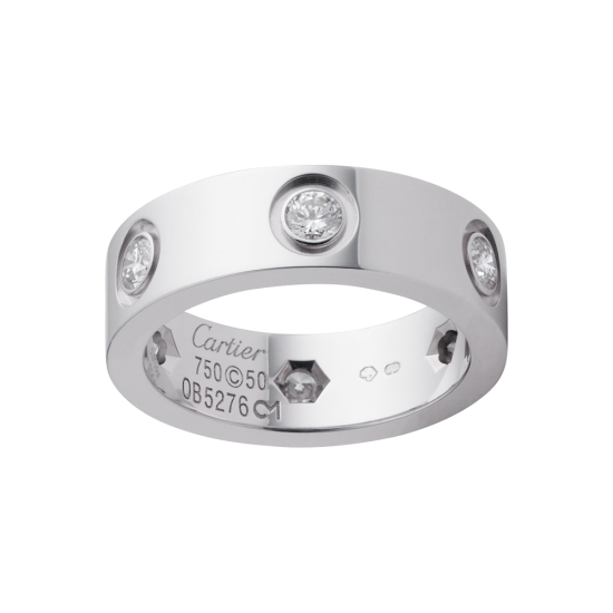 Replica Cartier Love Ring In White Gold Set With 6 Diamonds