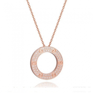 Cartier Love Necklace Set In Pink Gold With Diamonds