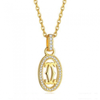 Cartier Logo Double C Necklace In Yellow Gold With Diamonds