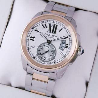 Calibre de Cartier automatic mens watch replica W7100036 two-tone pink gold and steel