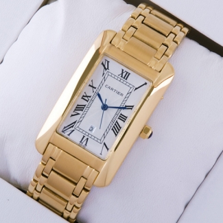 Cartier Tank Americaine 18K yellow gold replica watch for men