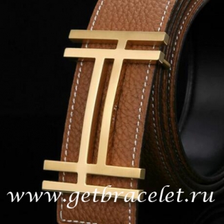 Hermes Reversible Belt 18K Gold Fashion H Brushed Buckle
