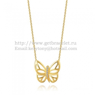 Van Cleef Arpels Butterfly Hollowing Carving Pendant Yellow Gold With Diamond