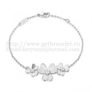 Van Cleef & Arpels Flowers Frivole Bracelet 3 Flowers White Gold With Diamond