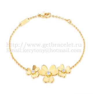 Van Cleef & Arpels Flowers Frivole Bracelet 3 Flowers Yellow Gold With Diamond