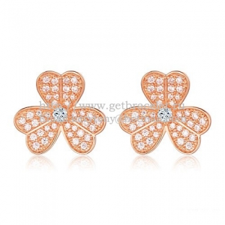 Van Cleef & Arpels Frivole Earrings Pink Gold With Pave Diamond