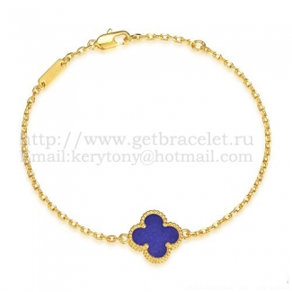 Van Cleef & Arpels Sweet Alhambra Bracelet Yellow Gold With Lapis Stone Mother Of Pearl