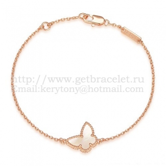 Van Cleef & Arpels Sweet Alhambra Butterfly Bracelet Pink Gold With White Mother Of Pearl