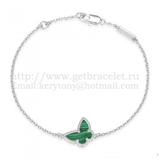 Van Cleef & Arpels Sweet Alhambra Butterfly Bracelet White Gold With Malachite Mother Of Pearl