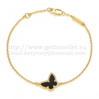 Van Cleef & Arpels Sweet Alhambra Butterfly Bracelet Yellow Gold With Black Agate Mother Of Pearl