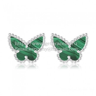 Van Cleef & Arpels Sweet Alhambra Butterfly Earrings White Gold With Malachite Mother Of Pearl