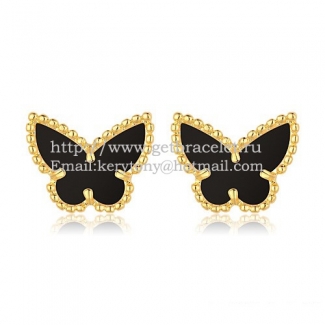 Van Cleef & Arpels Sweet Alhambra Butterfly Earrings Yellow Gold With Black Onyx Mother Of Pearl