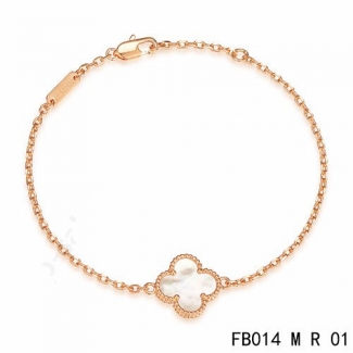 Replica Van Cleef & Arpels Sweet Alhambra Bracelet In Pink Gold With White Mother-Of-Pearl
