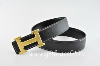 Hermes Reversible Belt Classics H Togo Calfskin With 18k Gold With Logo Buckle