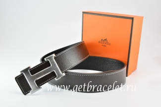 Hermes Reversible Belt Black/Black Togo Calfskin With 18k Drawbench Silver H Buckle
