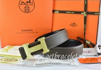 Hermes Reversible Belt Brown/Black Togo Calfskin With 18k Gold H Buckle