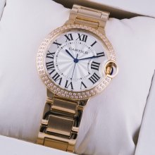 Ballon Bleu de Cartier medium swiss quartz watch with diamonds 18kt pink gold