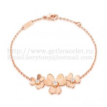 Van Cleef & Arpels Flowers Frivole Bracelet 3 Flowers Pink Gold With Diamond