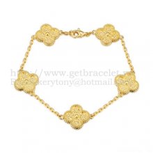 Van Cleef & Arpels Vintage Alhambra Bracelet 5 Motifs Yellow Gold