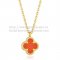 Van Cleef & Arpels Sweet Alhambra Pendant Yellow Gold With Carnelian Mother Of Pearl 9mm