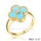 Fake Van Cleef Vintage Alhambra Ring In Yellow Gold With Turquoise