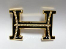Hermes Reversible Belt 18k Black Gold With Full Diamonds H Buckle
