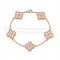 Van Cleef & Arpels Vintage Alhambra Bracelet 5 Motifs Pink Gold With Round Diamonds