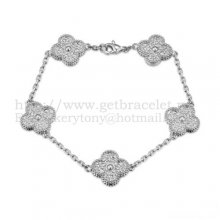 Van Cleef & Arpels Vintage Alhambra Bracelet 5 Motifs White Gold