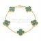 Van Cleef & Arpels Vintage Alhambra Bracelet 5 Motifs Yellow Gold With Malachite Mother Of Pearl