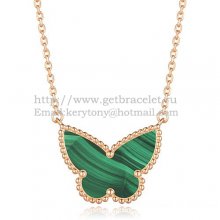Van Cleef Arpels Lucky Alhambra Butterfly Pendant Pink Gold With Malachite Mother Of Pearl