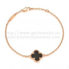 Van Cleef & Arpels Sweet Alhambra Bracelet Pink Gold With Black Onyx Mother Of Pearl