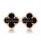 Van Cleef & Arpels Sweet Alhambra Earrings 15mm Pink Gold With Black Onyx Mother Of Pearl