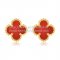 Van Cleef & Arpels Sweet Alhambra Earrings 9mm Yellow Gold With Carnelian Mother Of Pearl
