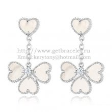 Van Cleef & Arpels Sweet Alhambra Effeuillage Earrings White Gold With White Mother Of Pearl