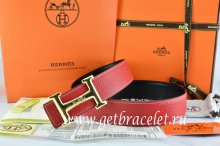 Hermes Reversible Belt Red/Black Togo Calfskin With 18k Gold Smooth H Buckle