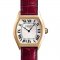 Cartier Tortue small diamond ladies watch 18k yellow gold brown leather strap
