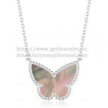 Van Cleef Arpels Lucky Alhambra Butterfly Pendant White Gold With Gray Mother Of Pearl