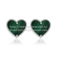 Van Cleef & Arpels Sweet Alhambra Heart Earrings White Gold With Malachite Mother Of Pearl