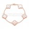 Van Cleef & Arpels Vintage Alhambra Bracelet 5 Motifs Pink Gold With White Mother Of Pearl