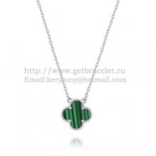 Van Cleef & Arpels Vintage Alhambra Pendant White Gold With Malachite Mother Of Pearl 15mm