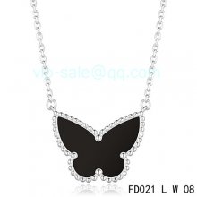 Replica Van Cleef & Arpels Sweet Alhambra Butterfly Necklace In White Gold