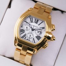 Cartier Roadster Chronograph 18K yellow gold imitation watch for men