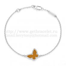 Van Cleef & Arpels Sweet Alhambra Butterfly Bracelet White Gold With Tiger's Eye Mother Of Pearl