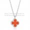Van Cleef & Arpels Sweet Alhambra Pendant White Gold With Carnelian Mother Of Pearl 9mm