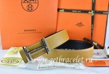 Hermes Reversible Belt Light Gray/Black Togo Calfskin With 18k Silver Double H Buckle