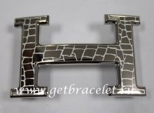 Hermes Reversible Belt 18K Silver Stone Stripe Buckle