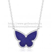 Van Cleef Arpels Lucky Alhambra Butterfly Pendant White Gold With Lapis Stone Mother Of Pearl