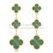 Van Cleef & Arpels Magic Alhambra 3 Motifs Earrings Yellow Gold With Malachite