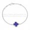Van Cleef & Arpels Sweet Alhambra Bracelet White Gold With Lapis Stone Mother Of Pearl