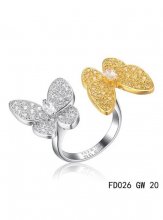 Van Cleef Arpels Two Butterfly Between The Finger Ring Yellow Gold Round Yellow Sapphires
